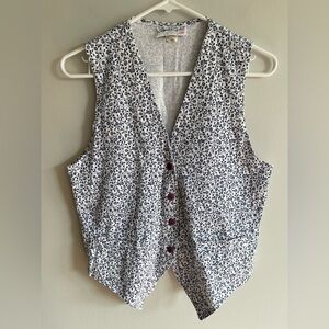 Vintage Made in USA Blue and White Floral Vest Top